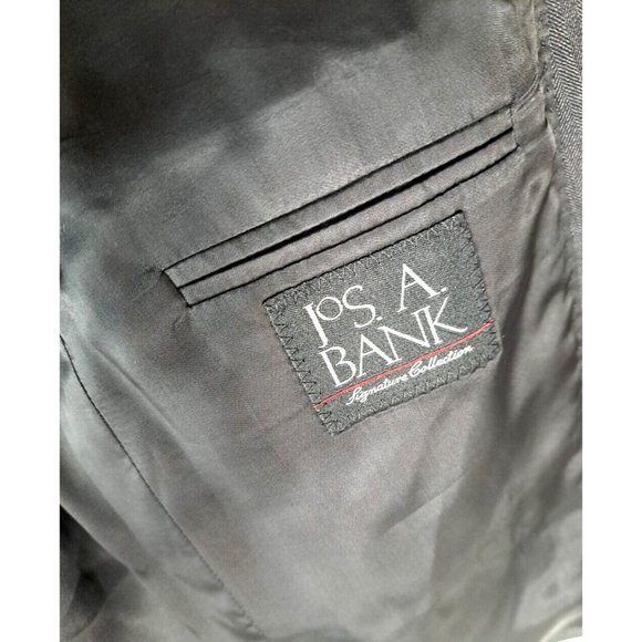 Mens Jos A Bank Signature Blazer Sports Coat Wool Gray Herringbone Business 44L - Picture 5 of 6